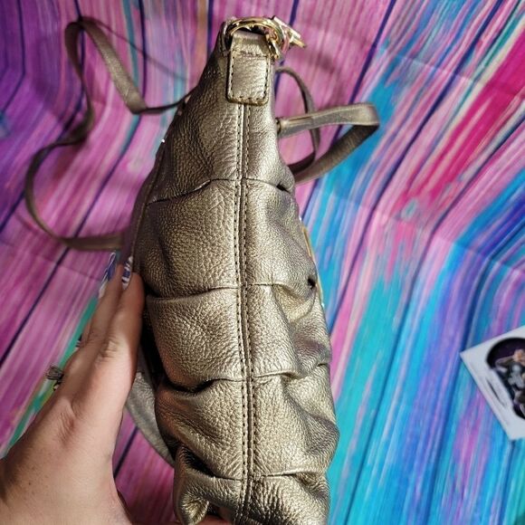 Michael Kors Rouched Gansevoort Bronze and Gold Tote or Large Hand Bag - Picture 7 of 16